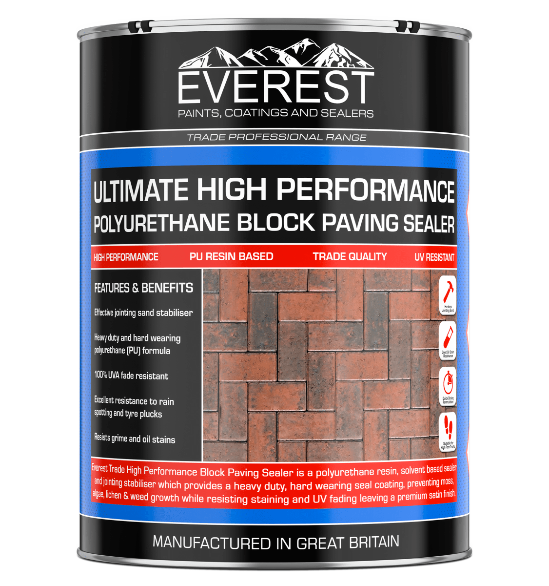 Block Paving Sealer - High-Performance - Premium Polyurethane Sealer - Everest Trade - 5 litre - PremiumPaints