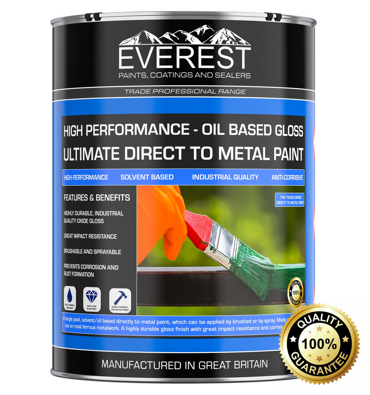 Everest Paints - Peinture ultime pour métal - Brillante à base d'huile
