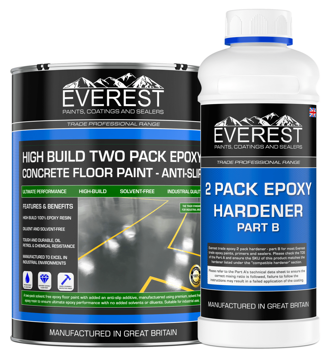Everest - Epoxy Floor Paint Anti-slip 2 Pack with hardener