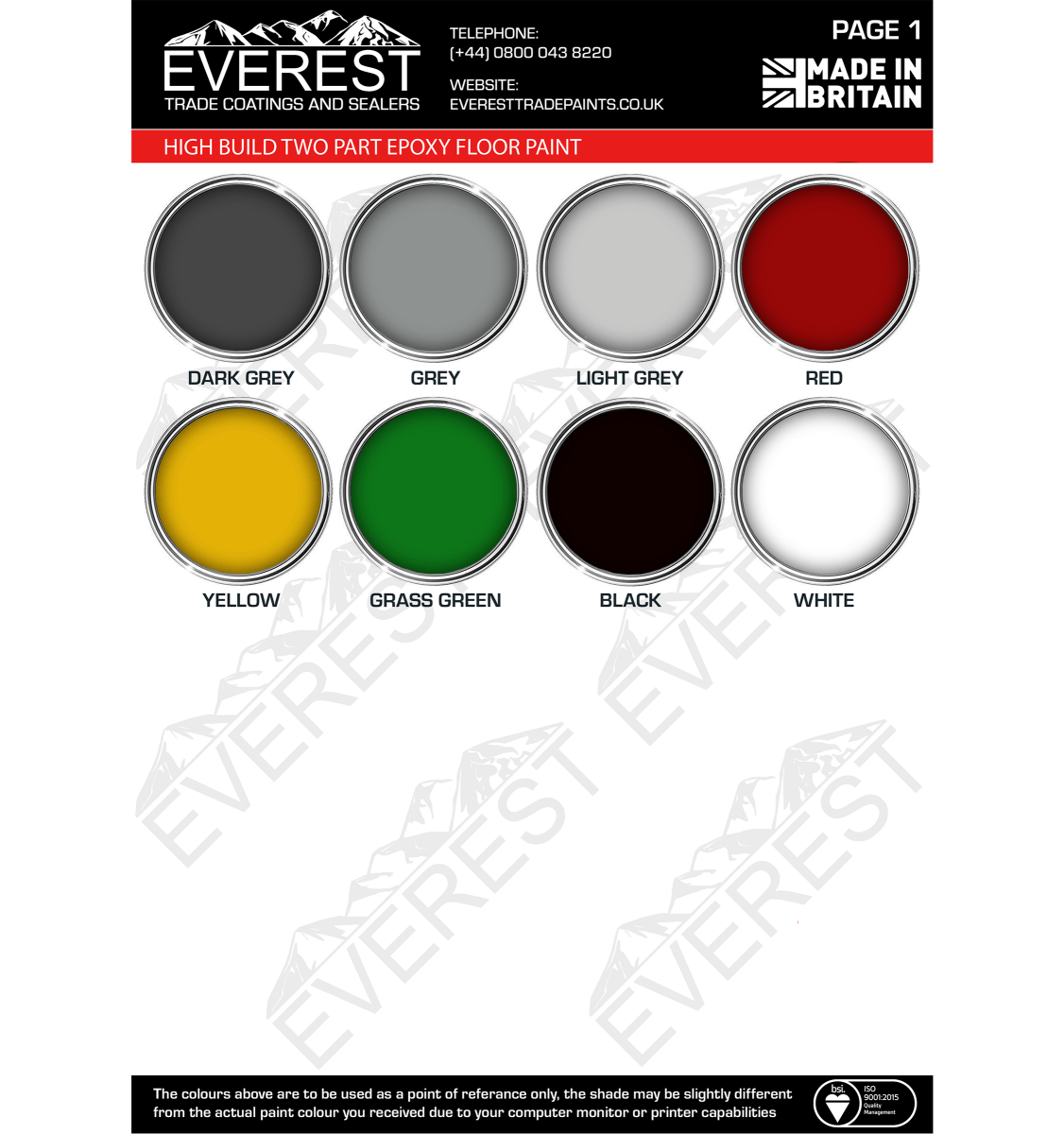 Everest Trade - HB Anti Slip Epoxy Floor Paint - High Build -  Two-Pack Epoxy Coating - Premium Paints
