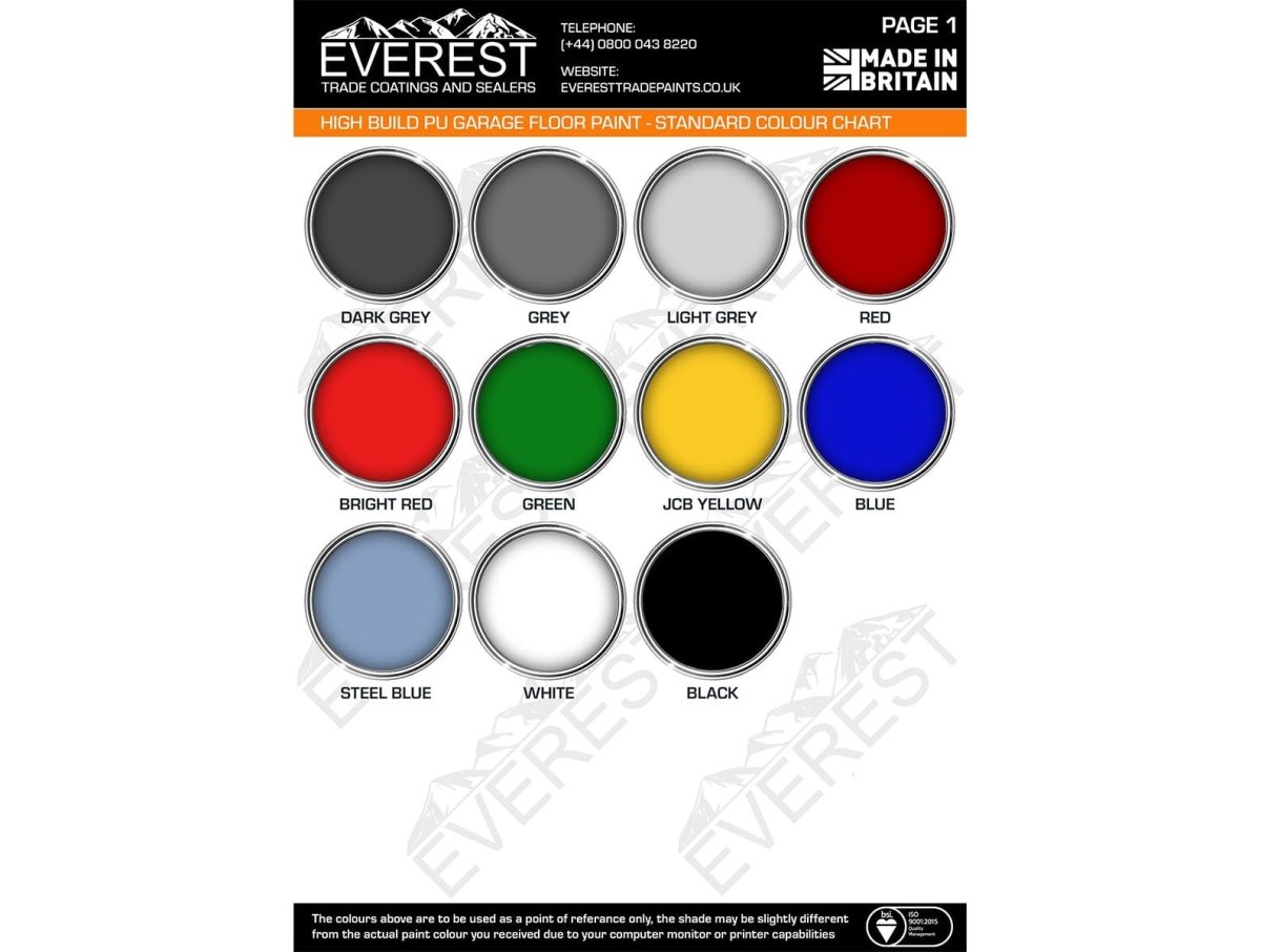 Everest Trade - High Build Polyurethane (PU) Resin Based Garage Floor Paint - Anti-Slip - PremiumPaints