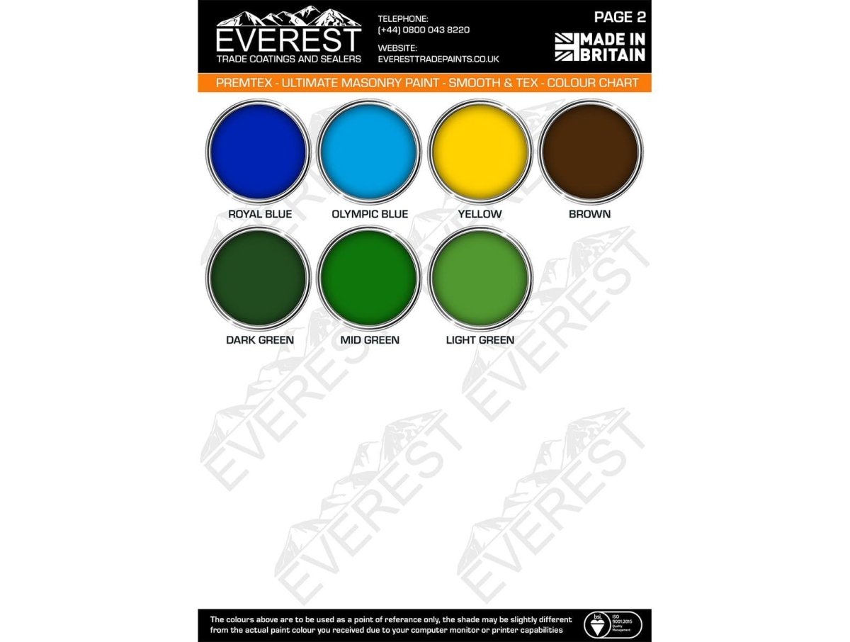 Everest Trade - PremTex Smooth Masonry Paint - High Performance - Smooth Finish - PremiumPaints
