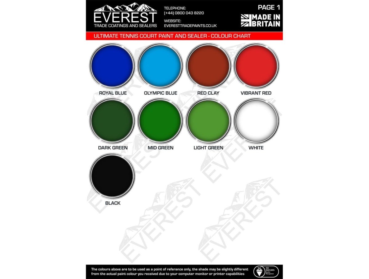 Everest Trade Paints - Ultimate Tennis Court Paint - Sealer and Colour Restorer - Anti-Slip - PremiumPaints