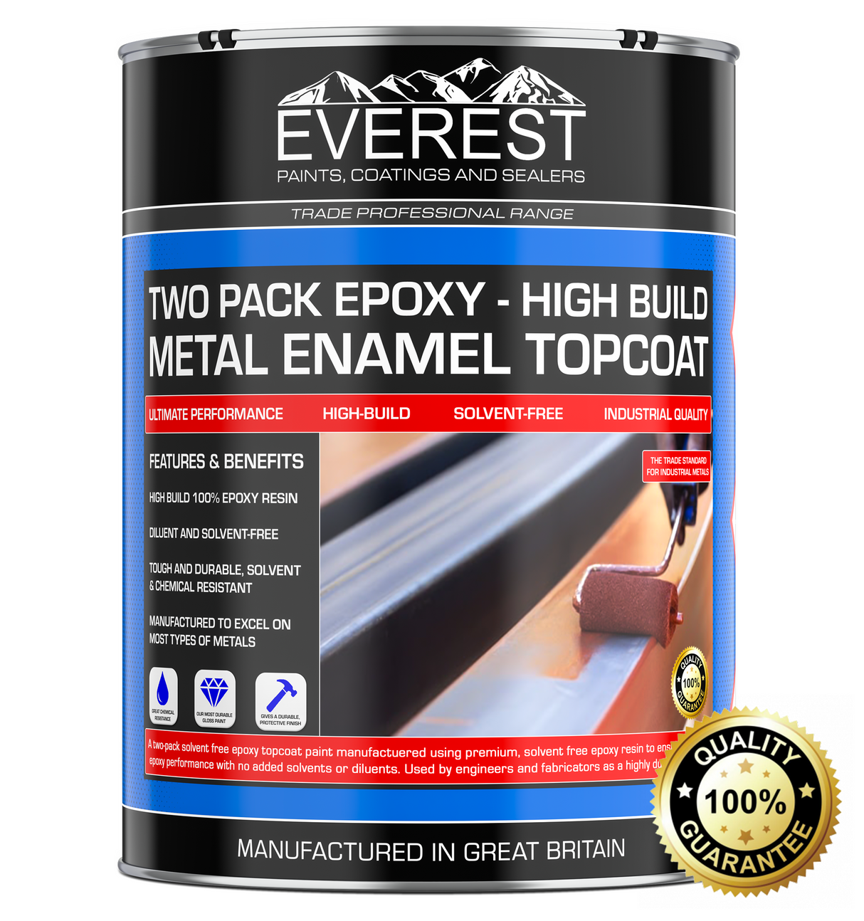 Everest Paints - Epoxy Metal Topcoat Paint - Solvent-Free Two Pack Epoxy