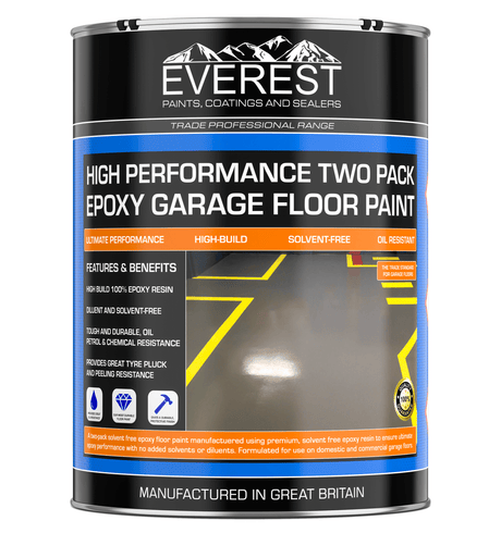 Everest Trade - HB Epoxy Garage Floor Paint - High Build - Two-Pack Epoxy Coating - Premium Paints