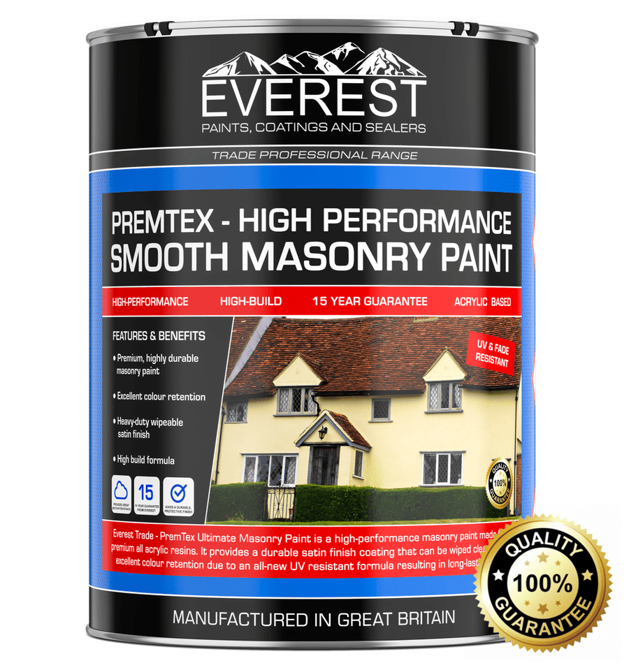 Everest Trade - PremTex Smooth Masonry Paint - High Performance - Smooth Finish