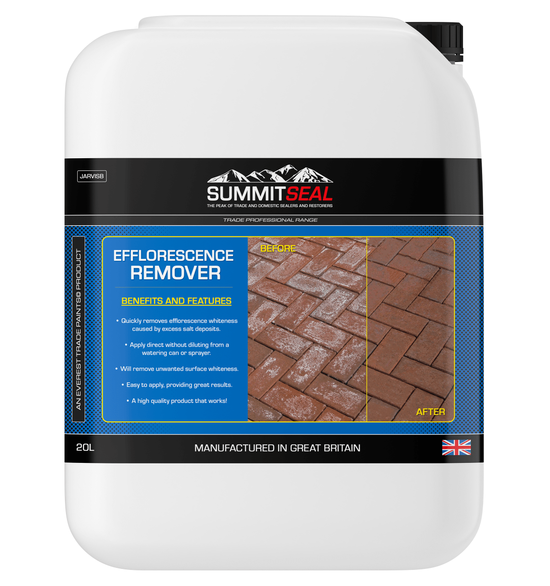 SummitSeal - Efflorescence / Salts Remover For Block Paving Brickwork & Natural Stone - 20 Litre - Premium Paints