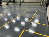 Two Part Epoxy Painted With Lines on Concrete Unit Floor